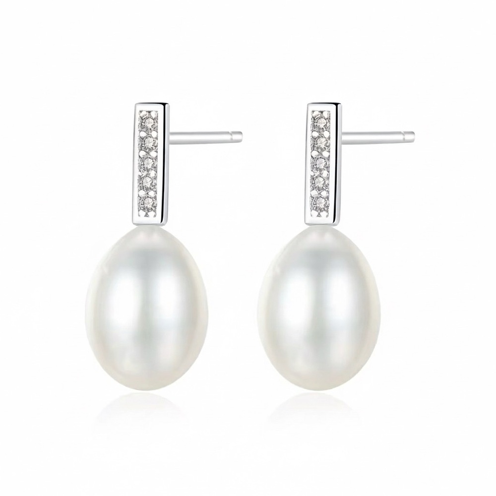 •Stunning Minimalist S925 Sterling Silver With Natural Pearl Stud Earrings